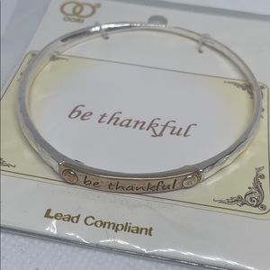 NWT be thankful quote bracelet mixed metals